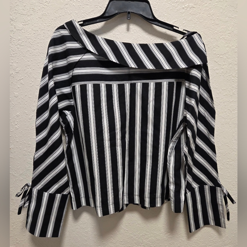 TOPSHOP black And White Striped Blouse